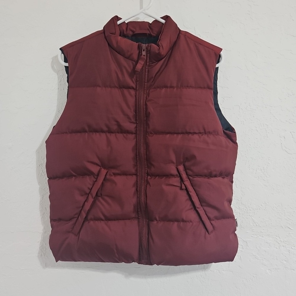 Womens Puffer Down Vest Quilted Women's Vintage 90's Burgandy Route 66 Sz Small